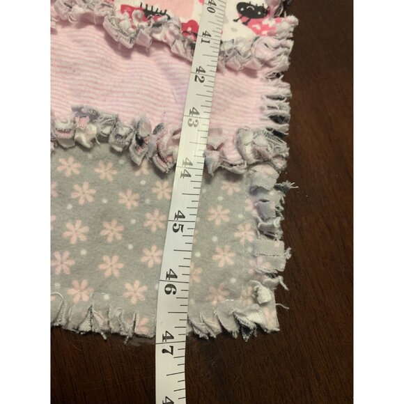 Flannel Baby Blanket 39x47 Pink Animal Print Floral Patchwork Cozy - Picture 2 of 5